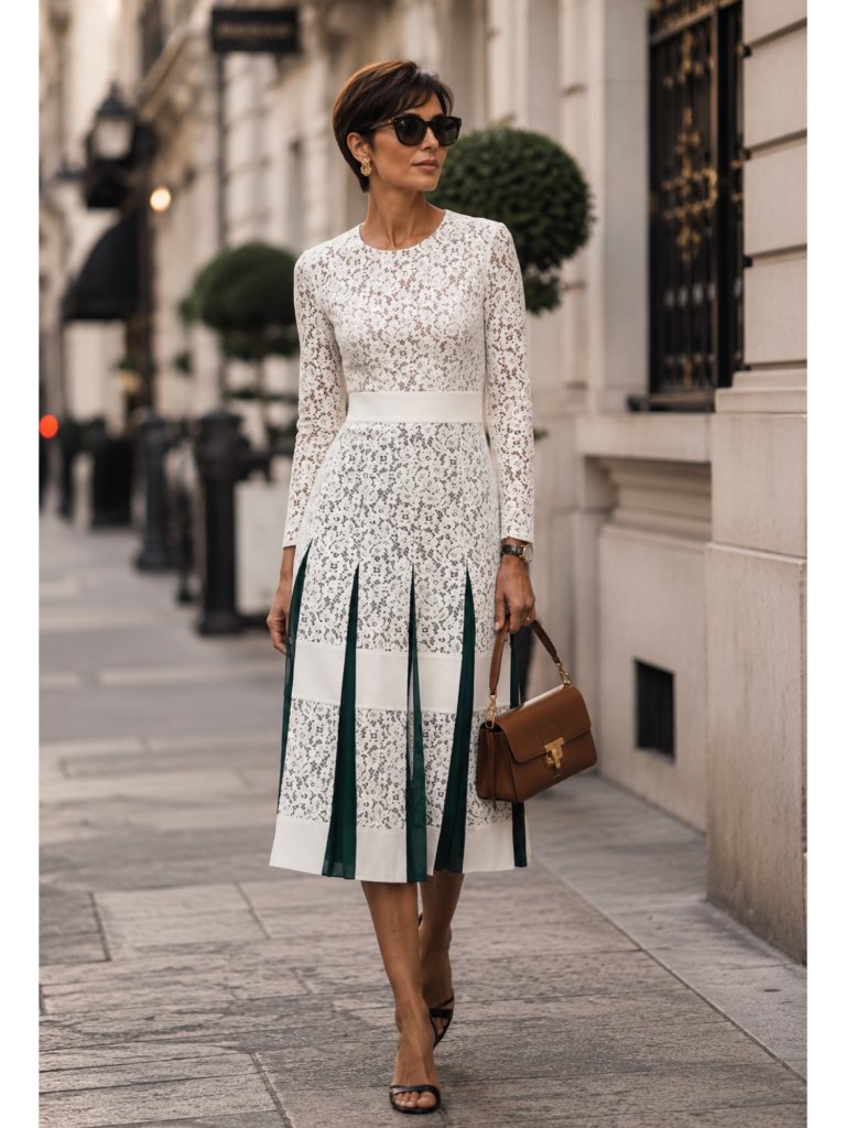 Tory Burch Runway Lace Pattern Midi Length Dress Size: S | Us 4 New